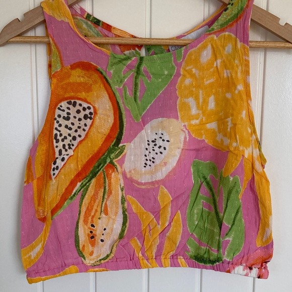 C&C California Pink Orange Mixed Fruit Cropped Tank  Size Small NWT Summer - Picture 5 of 9